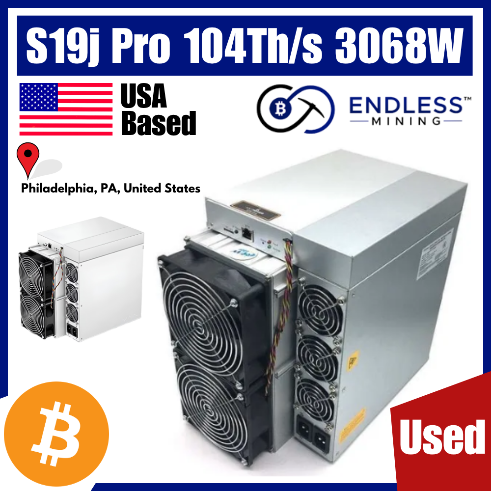 USED - Bitmain Antminer S19j Pro 104Th/s 3068W Bitcoin Miner