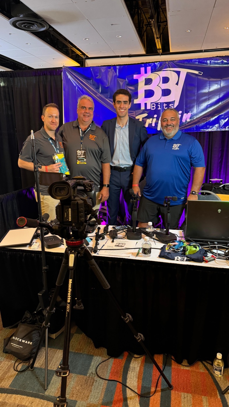 The Endless Mining team with the Bits Be Trippin' crew at their conference booth